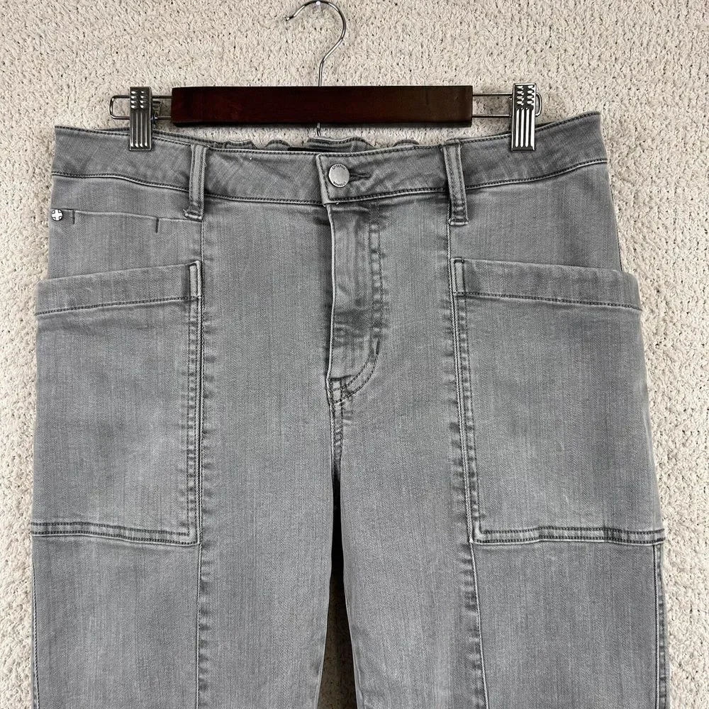 Liverpool Jeans Womens 16/33 Gray Wash Crop Cargo‎ Stretch Mid Rise Zip Ankle